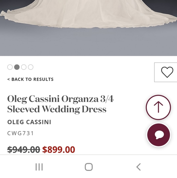 Oleg Cassini Organza 3/4 Sleeved Wedding Dress. - Picture 7 of 7